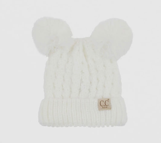 Kids double Pom beanie