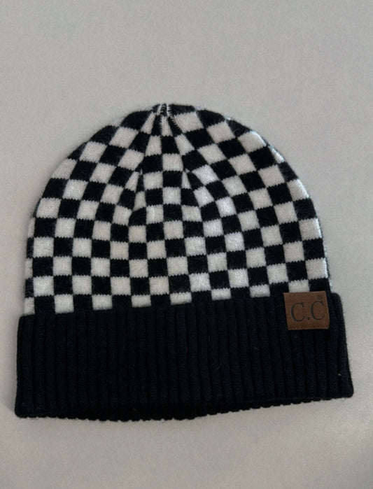 Black checkered beanie