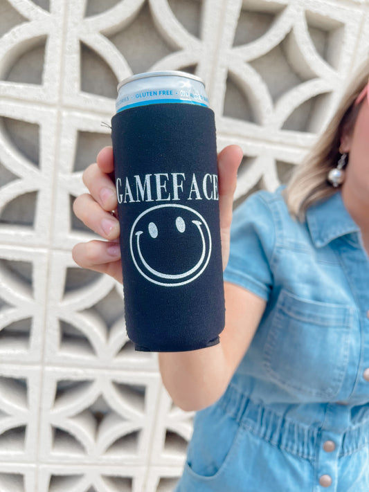 “Gameface” slim can koozie